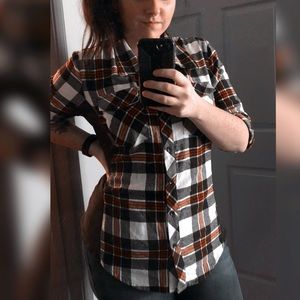 CI SONO PLAID BUTTON SHIRT 3/4 SLEVE SIZE XL